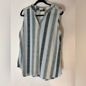Cure. Striped Sleeveless Blouse Size 2XL